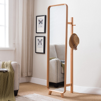 全实木穿衣镜子全身镜试衣镜衣帽镜子多功能家居简约现代风落地镜咖啡色(榉木)新款其他
