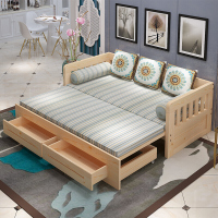 沙床可折叠客厅小户型1.8米1.5多功能简约现代单人双人三人两用拉开150靠背200红棕(送全套垫)1.8米-2米