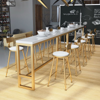 北欧实木吧台桌铁艺金色椅酒吧高脚桌椅现代吧凳金属铁线椅酒吧椅