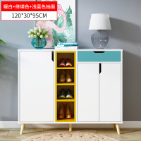 鞋柜现代简约玄关柜厅储物柜收纳柜北欧风隔断鞋橱鞋架双巴伦橡木+绛瑛色+灰色组装