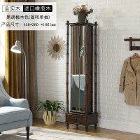 美式简约实木全身镜家用欧式穿衣镜收纳柜多功能旋转落地镜板木结合单抽-乳白色其他