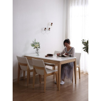 北欧大理石餐桌 现代简约小户型家用饭桌原木家具实木餐桌椅组合