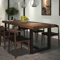 美式餐桌椅组合复古铁艺长方形实木茶桌子长桌餐厅咖啡厅民宿桌椅