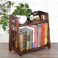 东南亚复古实木简易儿童桌上小书架简约学生小书柜桌面多层置物架