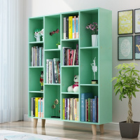 简约现代北欧实木书架落地儿童置物柜组合格子柜子储物收纳小书柜