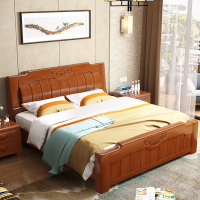 中式橡木实木液压高箱双人床1.8米主卧 储物婚床单人木床1.5米床
