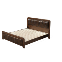 实木床1.8米双人床现代简约床头软靠主卧婚床胡桃木原木气压1.5米