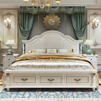 美式床双人床1.8欧式实木床储物韩式公主床主卧现代简约家具1.5米