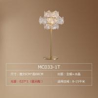 水晶台灯后现代卧室床头灯创意浪漫书房书桌灯欧式小全铜灯具 全铜材质假一赔十(直径35cm*高68cm)MC0 按钮开关