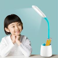 儿童小学生学习led护眼台灯大学生卧室宿舍书桌阅读笔筒3档可调光粉色触摸开关