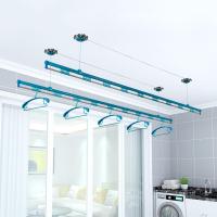 2019新款家具恋伊晾衣架 手摇升降晾衣架阳台室内外晒衣架组合双杆晒被架 [湖水蓝]双杆2.4米+送18个塑料衣架+保修