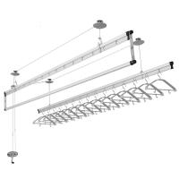 2019新款家具晒得乐家用升降晾衣架三杆手摇阳台晾衣杆室内双杆式晒被子衣服杆 富贵银三杆[SHW05W]2.0米不带衣架