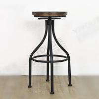 2019美式铁艺酒吧吧台椅实木吧凳复古工业风凳子旋转升降高脚椅餐椅子