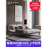 2019北欧实木床轻奢简约现代双人主卧1.8米软靠婚床日式皮床全实木床