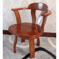 2019实木转椅家用办公电脑椅木质书房学习带扶手旋转靠背主播椅子餐椅 柚木色 实木脚