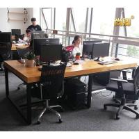 2019新款家具loft实木办公桌美式多人台式电脑桌铁艺书桌工作台复古家用写字台