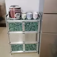 苏宁放心购餐边柜厨房置物柜客厅三层组装铝合金茶水柜多功能小酒柜子A-STYLE