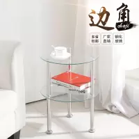 苏宁放心购简约现代钢化玻璃小圆桌茶几沙发边几边柜角几迷你卧室床头小圆桌A-STYLE