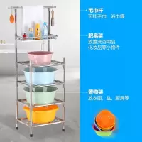 苏宁放心购[加粗钢管]不锈钢脸盆架浴室厨房置物架落地洗脸盆收纳脸盆架子A-STYLE