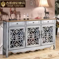 苏宁放心购欧式田园餐边柜餐柜茶水柜复古做旧美式乡村隔断客厅小酒柜玄关柜A-STYLE家具