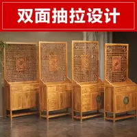苏宁放心购厅隔断仿古鞋柜储蓄柜座屏双面花实木客厅屏风柜新中式玄关柜A-STYLE家具