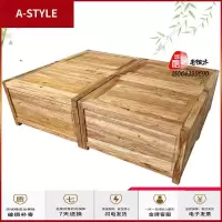苏宁放心购老榆木落地式榻榻米床纯实木全榆双人床箱体带抽屉床榻榆木双人床A-STYLE家具