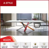 苏宁放心购简约现代铁艺实木办公桌会议桌餐桌电脑桌写字台书桌桌子台式长桌A-STYLE家具