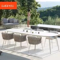 苏宁放心购户外桌椅设计师北欧简约风格餐椅五件套室外花园庭院休闲绳编桌椅A-STYLE