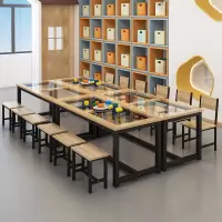 苏宁放心购玻璃美术桌托管班幼儿园桌椅绘画桌画室培训桌子幼儿园课桌手工桌A-STYLE