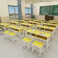 苏宁放心购学校课桌椅中小学生辅导班培训桌学习桌家用书桌写字桌单双人课桌A-STYLE