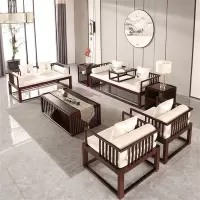 苏宁放心购新中式实木沙发现代禅意布艺中国风小户型中式样板房酒店家具定制A-STYLE