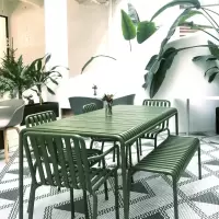 苏宁放心购现代简约休闲庭院户外桌椅奶茶店咖啡厅铁艺彩色露天桌椅套装组合A-STYLE