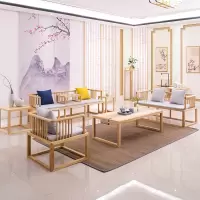 苏宁放心购禅意新中式全实木沙发组合小户型日式简约白蜡木民宿酒店会所家具A-STYLE