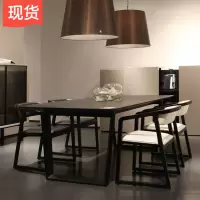 苏宁放心购简约现代实木餐桌北欧小户型黑色饭桌家用创意设计师餐桌椅组合A-STYLE