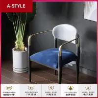 苏宁放心购设计师休闲椅轻奢餐椅后现代不锈钢简约家具阳台客厅售楼部洽谈椅A-STYLE