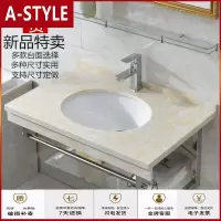 苏宁放心购大理石洗手盆卫生间洗手池挂墙式洗脸盆宾馆洗漱台盘浴室柜组合小A-STYLE