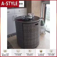 苏宁放心购户外阳台小茶几组合庭院户外小桌椅小户型小圆桌藤椅桌椅三件套A-STYLE家具