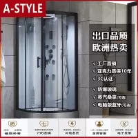 苏宁放心购黑色弧扇形整体淋浴房浴室隔断卫生间家用洗澡智能沐浴房一体式(具体运费请咨询)A-STYLE家具