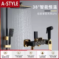 苏宁放心购淋浴花洒套装家用挂墙式喷头卫生间智能恒温增压黑色沐浴器可升降A-STYLE