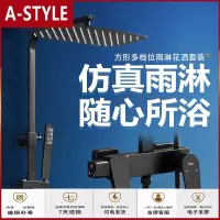 苏宁放心购黑色全铜明装淋浴花洒套装挂墙式家用升降恒温淋浴器增压简易花洒A-STYLE