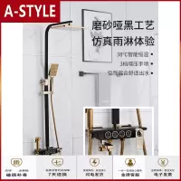 苏宁放心购淋浴恒温花洒套装家用全铜主体淋雨增压黑色A-STYLE