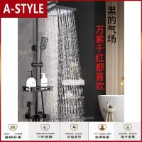 苏宁放心购花洒套装家用黑色淋浴花酒全铜浴室增压洗澡加压卫浴沐浴淋雨喷头A-STYLE