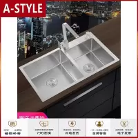 苏宁放心购加厚手工水双304不锈钢大单厨房洗菜盆洗碗池套餐台上下盆A-STYLE