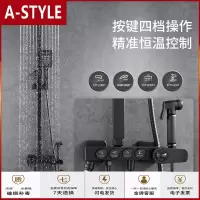 苏宁放心购黑色全铜北欧浴室沐浴淋雨器按键淋浴花洒套装家用妇洗喷头A-STYLE