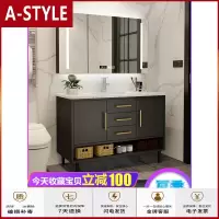 苏宁放心购北欧轻奢实木浴室柜组合落地卫生间洗漱台洗手盆洗脸池卫浴面盆柜A-STYLE