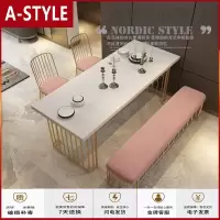 苏宁放心购轻奢ins餐桌大理石现代简约餐桌椅组合小户型饭桌甜品店休闲岩板A-STYLE