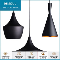 苏宁放心购简约西餐厅灯具单头咖啡厅吧台创意复古工业风黑色三头乐器小吊灯