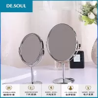 360度旋转镜子高清 双面台式化妆镜不锈钢放大镜梳妆镜底化妆间