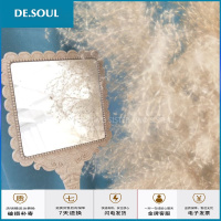 韩风复古花纹方镜 圆镜随身便携化妆镜高清手柄镜手拿手持少女心