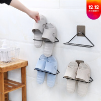 铁艺鞋架壁挂式三角粘胶简易鞋子架子客厅卫生间浴室拖鞋收纳架T